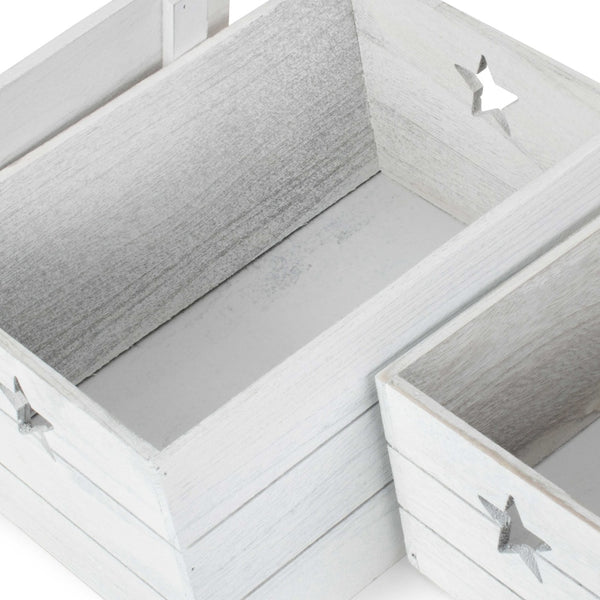Red Hamper Vintage Effect Star Cut Wooden Storage Box
