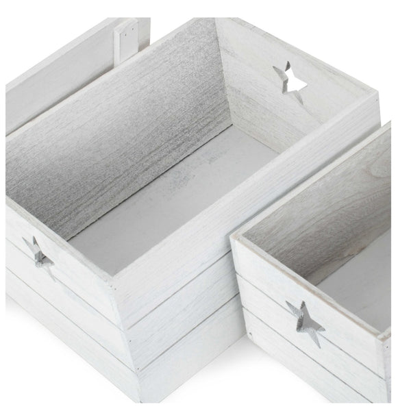 Red Hamper Vintage Effect Star Cut Wooden Storage Box