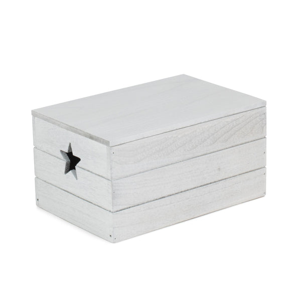 red hamper Vintage Effect Star Cut Wooden Storage Box
