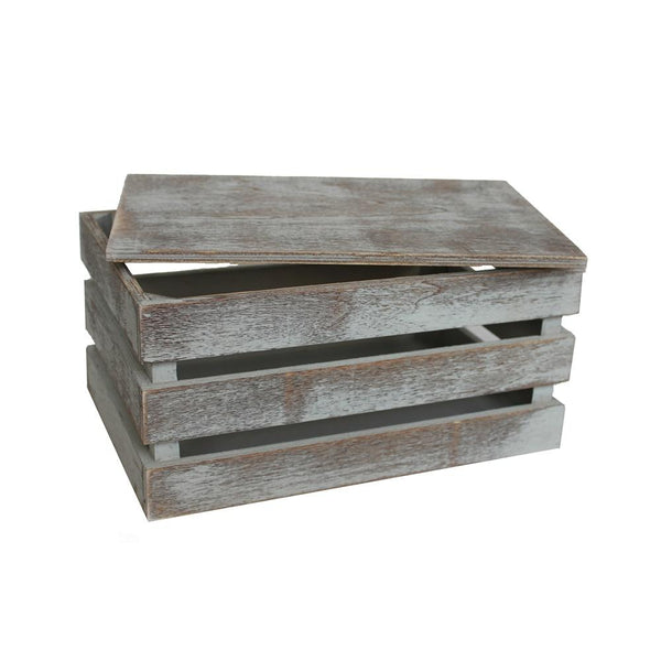Red Hamper Vintage Slatted Wooden Storage Crate With Lids