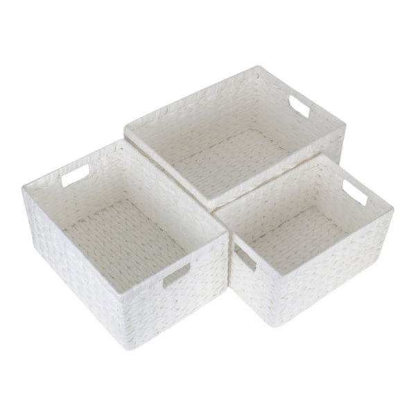 Red Hamper White Paper Rope Rectangular Storage Basket