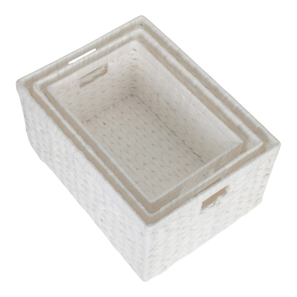 Red Hamper White Paper Rope Rectangular Storage Basket