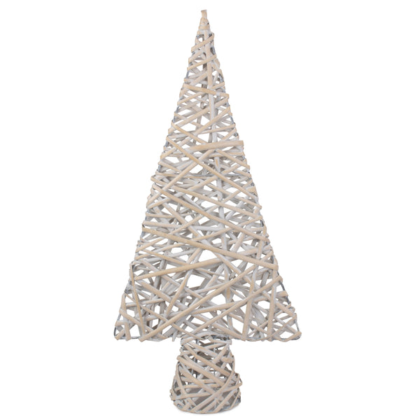Red Hamper White Wash Table Top Xmas Tree Decoration