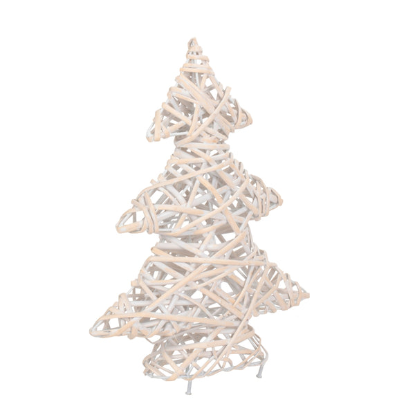 red hamper White Wash Wicker Christmas Tree Decoration