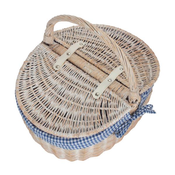 Red Hamper Whitewash Finish Oval Wicker Shopping Basket