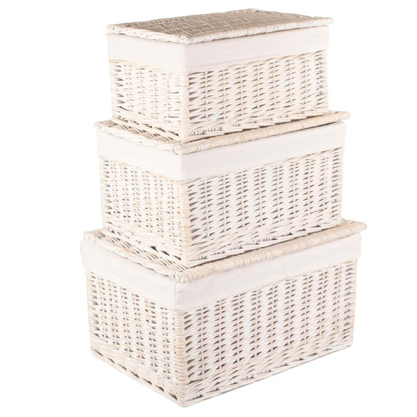 red hamper Whitewash Steamed Cotton White Lined Wicker Storage Basket