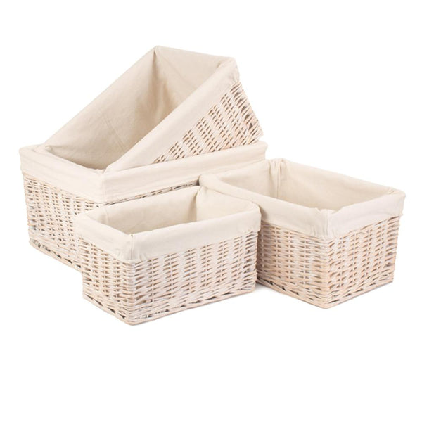 red hamper Whitewash White Lined Wicker Storage Basket