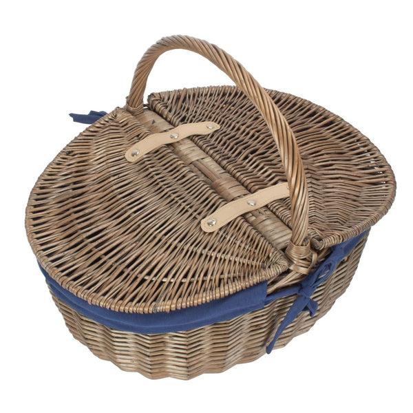 Red Hamper Wicker Antique Grey Finish Oval Picnic Basket