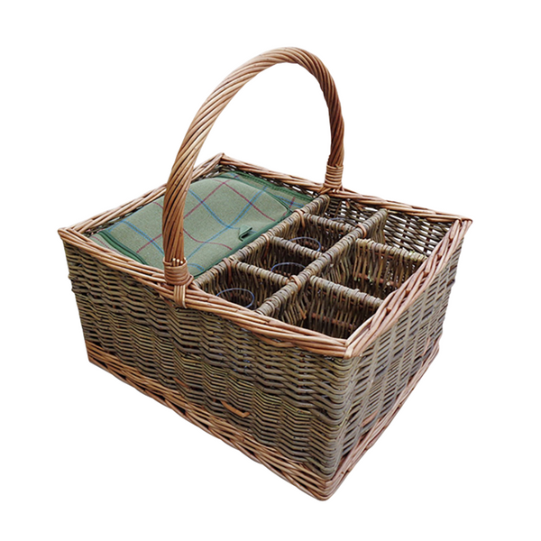 red hamper Wicker Event Basket Extra Special with 4 Glasses