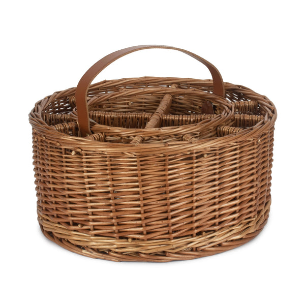 Red Hamper Wicker Light Steamed Garden Party Basket With Glasses