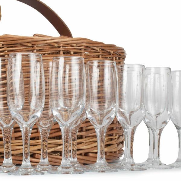 Red Hamper Wicker Light Steamed Garden Party Basket With Glasses