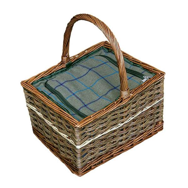 red hamper Yorkshire Wicker Picnic Basket with Fitted Cooler