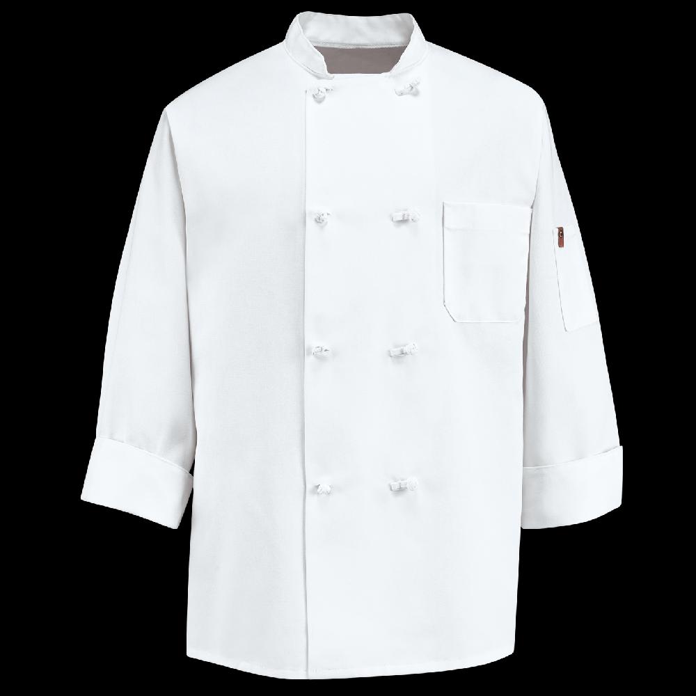 red kap Eight Knot Button Chef Coat with Thermometer Pocket
