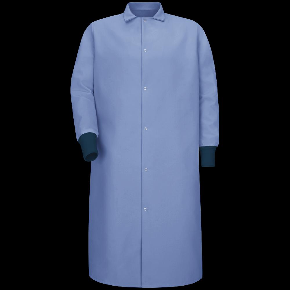 red kap Gripper-Front Spun Polyester Pocketless Butcher Coat with Knit Cuffs