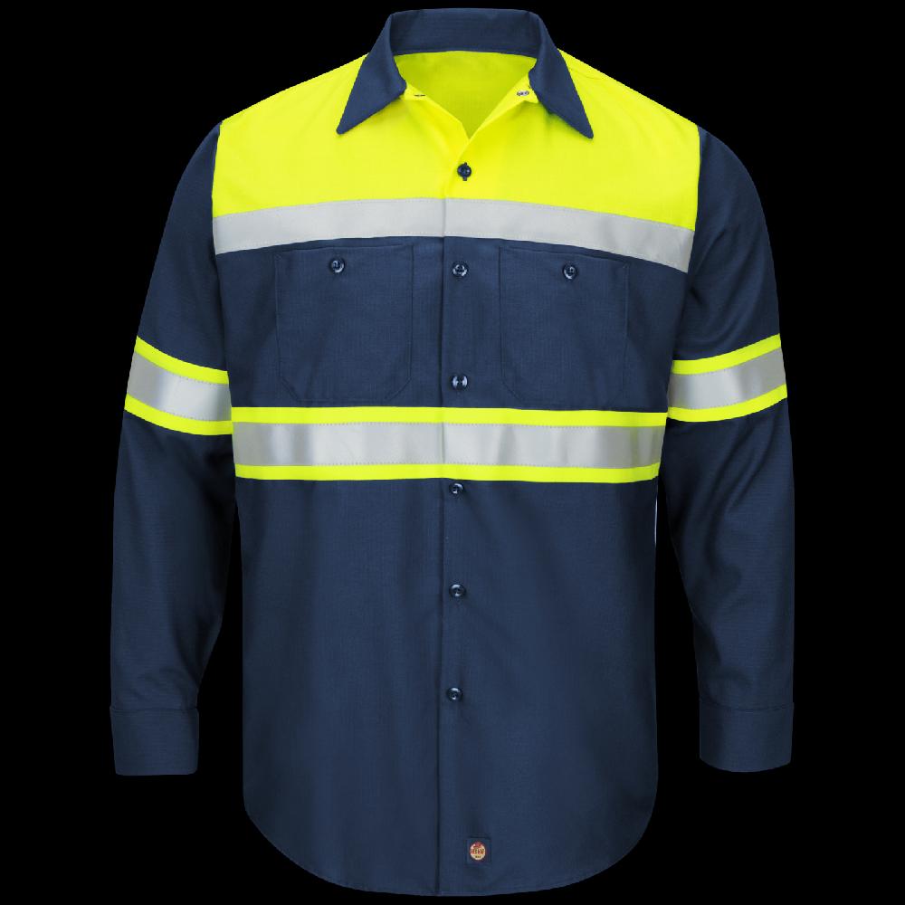 red kap Hi-Visibility Long Sleeve Color Block Ripstop Work Shirt - Type O Class 1