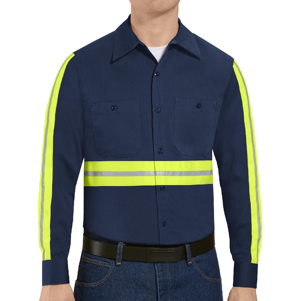 Red Kap Long Sleeve Enhanced Visibility Cotton Work Shirt