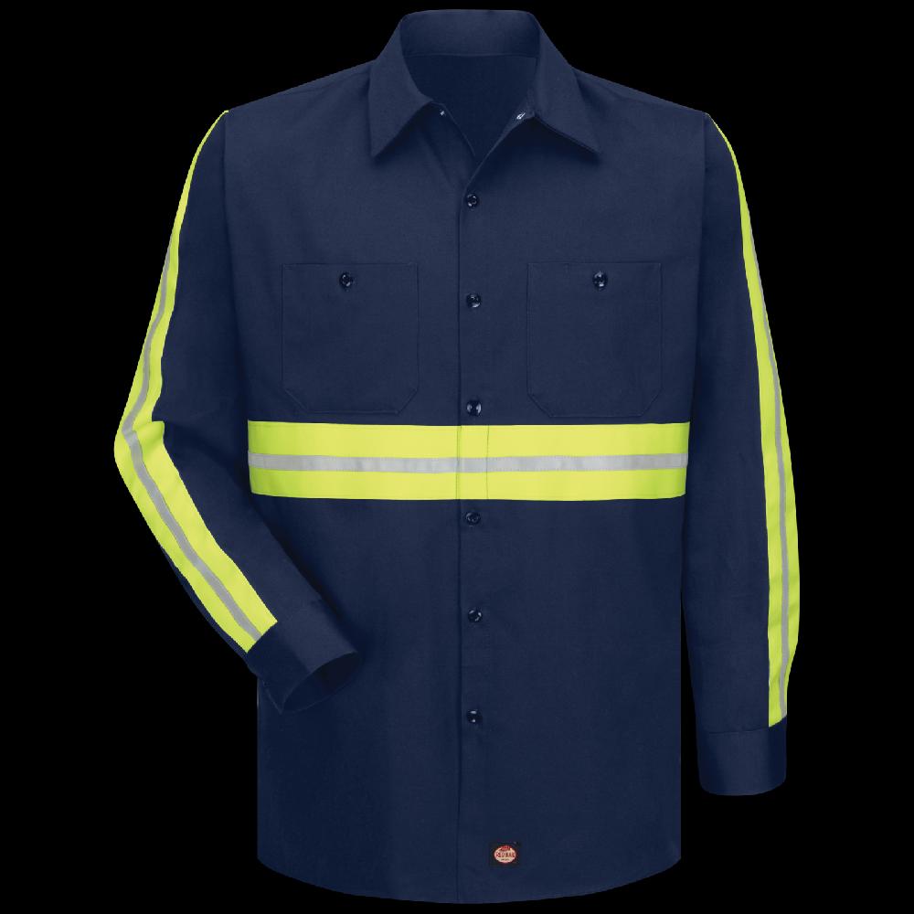 red kap Long Sleeve Enhanced Visibility Cotton Work Shirt