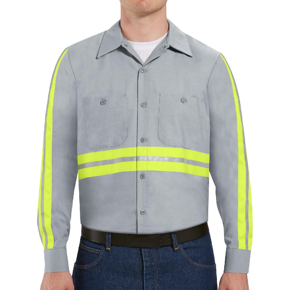 Red Kap Long Sleeve Enhanced Visibility Industrial Work Shirt