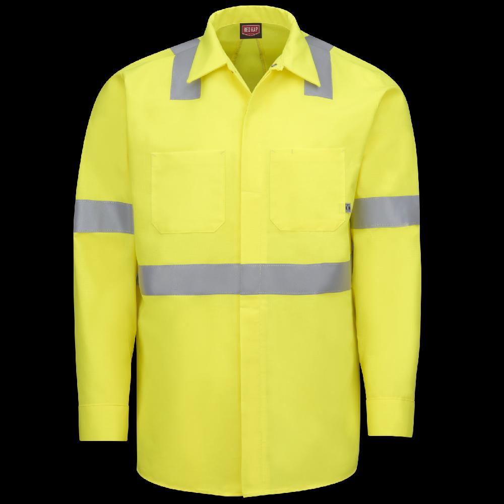 red kap Long Sleeve Hi-Visibility Ripstop Work Shirt with MIMIX® + OilBlok Type R Class 2