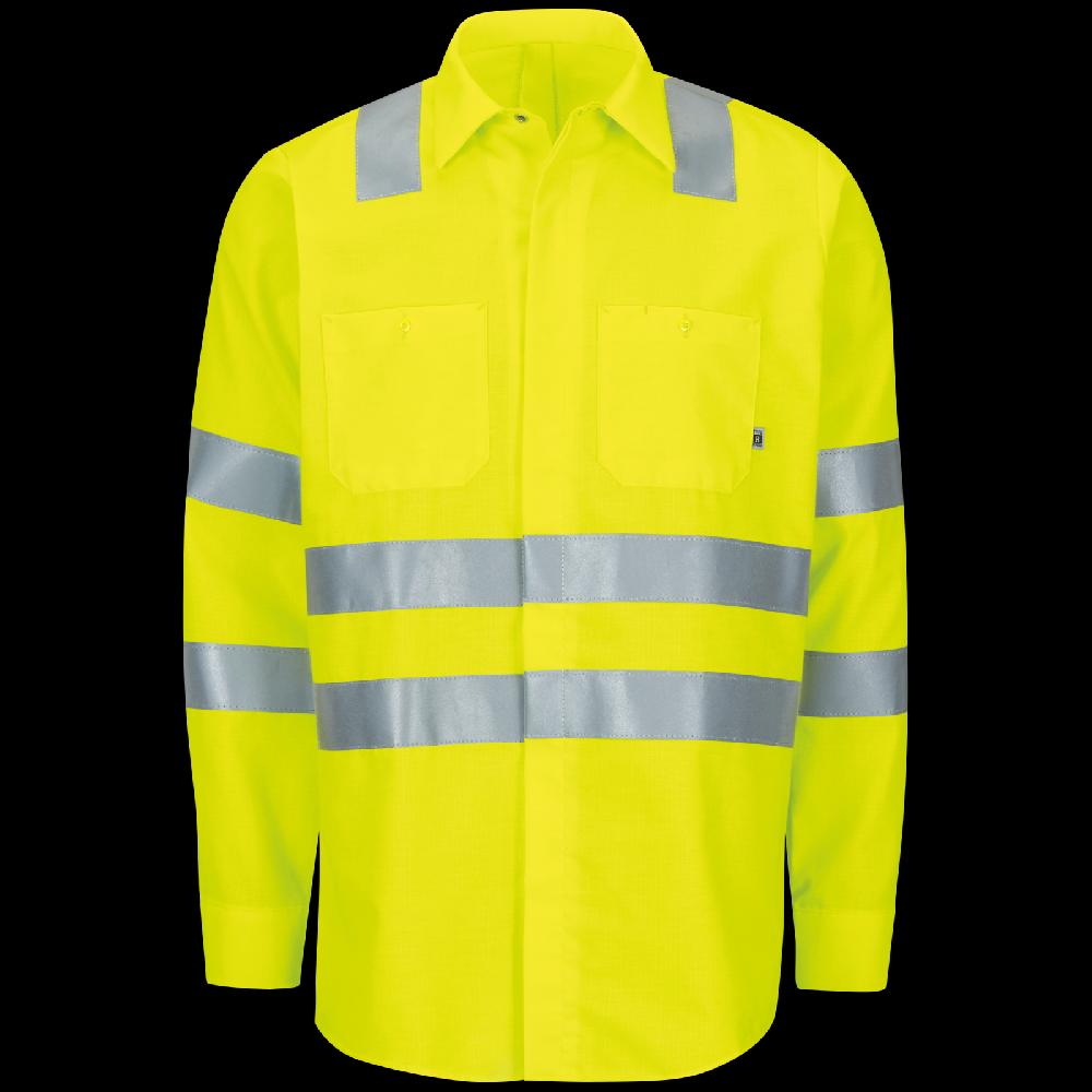 red kap Long Sleeve Hi-Visibility Ripstop Work Shirt with MIMIX® + OilBlok Type R Class 3