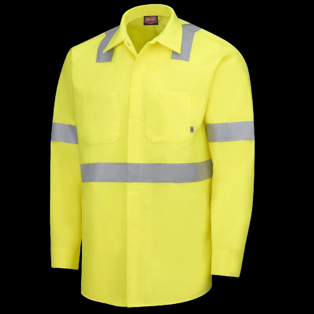 Red Kap Long Sleeve Hi-Visibility Ripstop Work Shirt With MIMIX® + OilBlok Type R Class 2