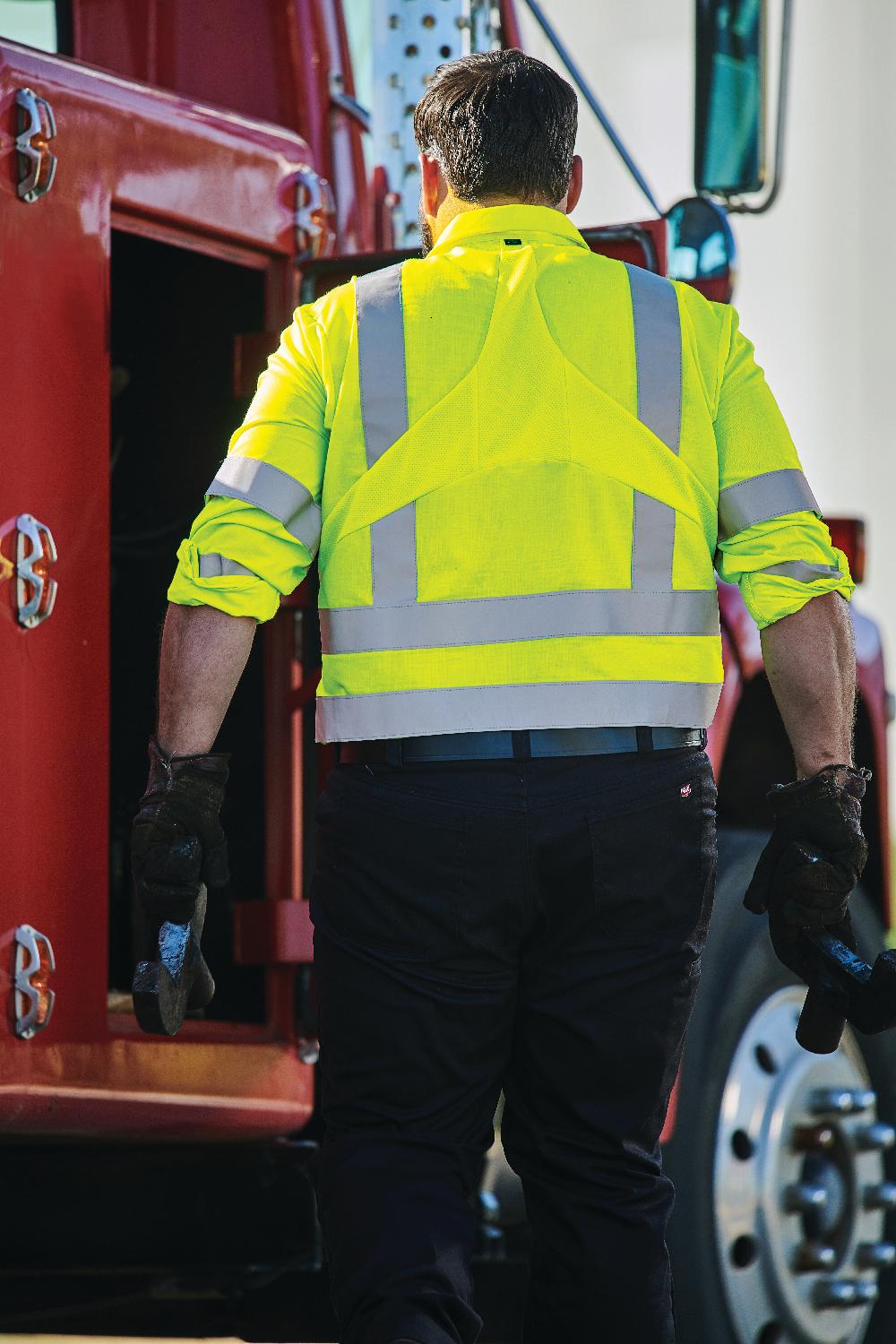 Red Kap Long Sleeve Hi-Visibility Ripstop Work Shirt With MIMIX® + OilBlok Type R Class 3