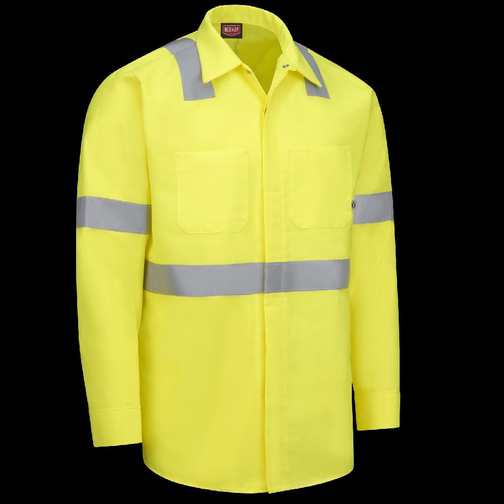 Red Kap Long Sleeve Hi-Visibility Ripstop Work Shirt With MIMIX® + OilBlok Type R Class 2