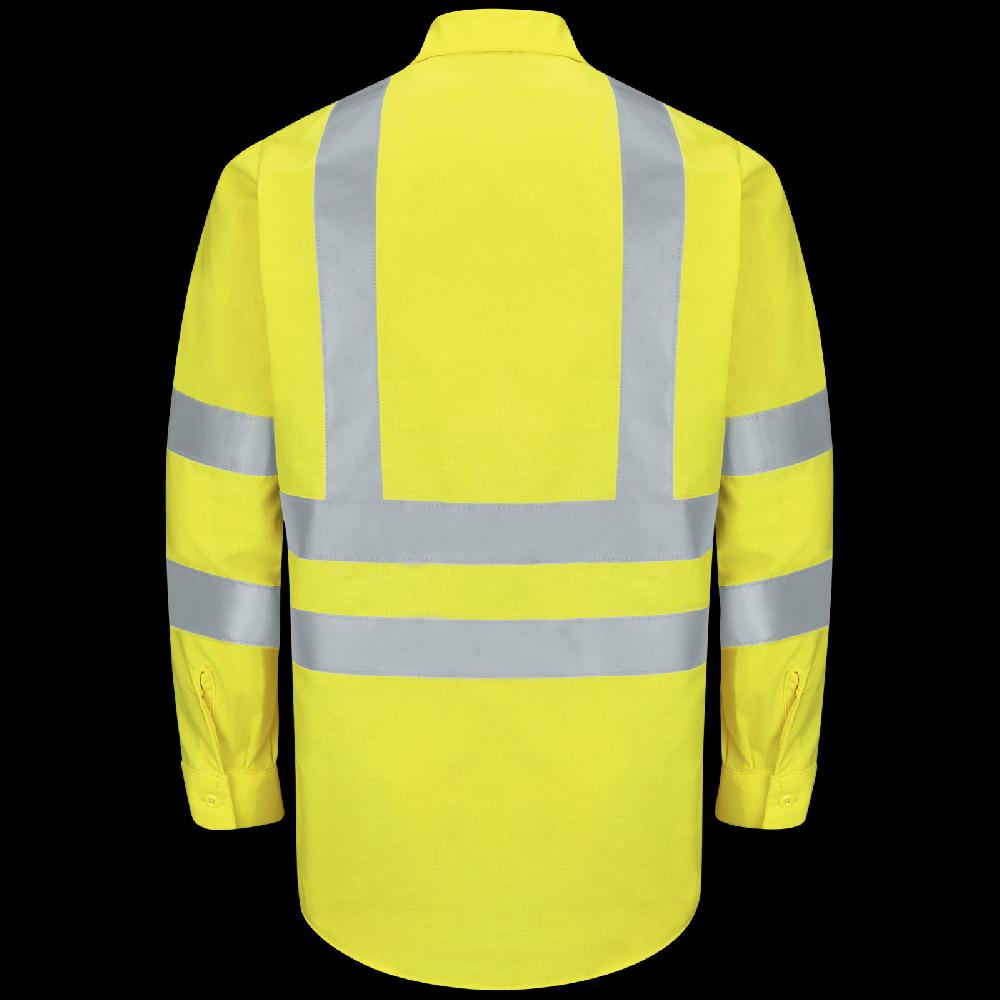 Red Kap Men's Hi-Visibility Long Sleeve Ripstop Work Shirt - Type R Class 3