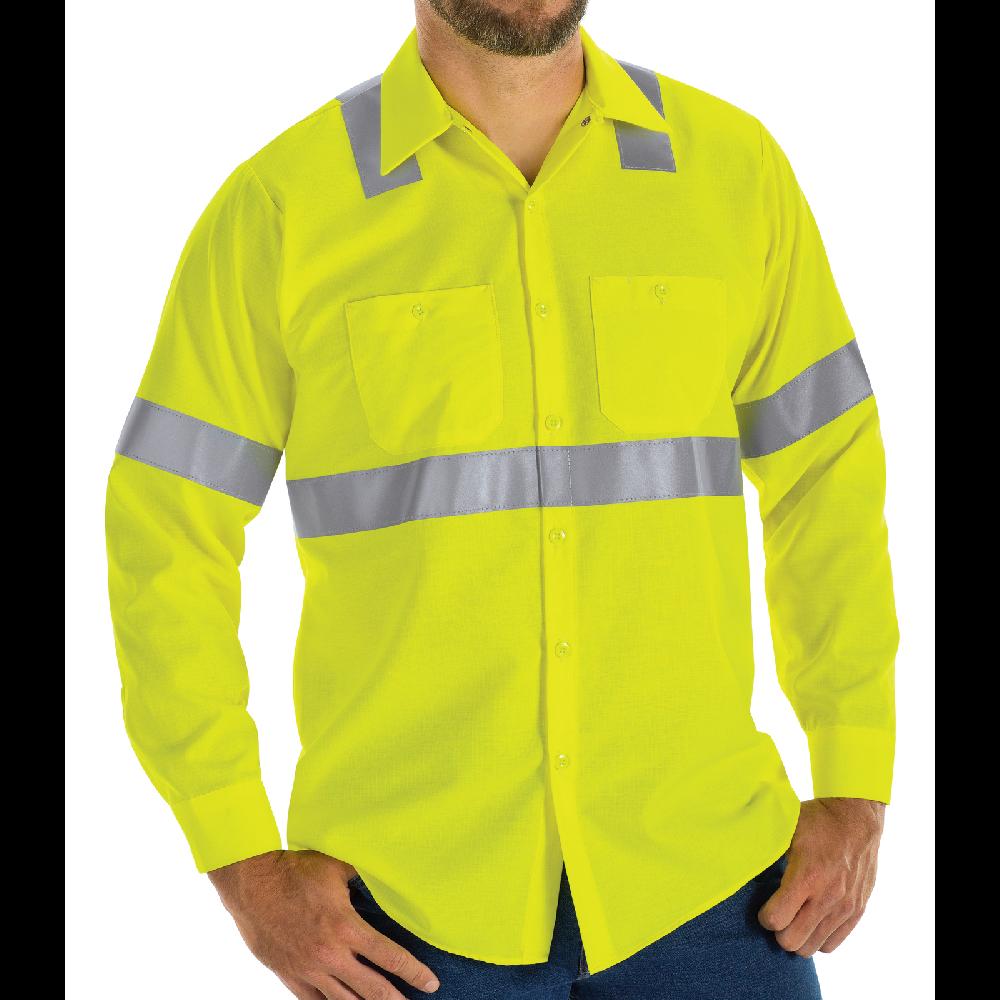 Red Kap Men's Hi-Visibility Long Sleeve Ripstop Work Shirt - Type R Class 2