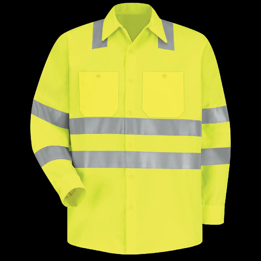 red kap Men's Hi-Visibility Long Sleeve Work Shirt - Type R Class 3