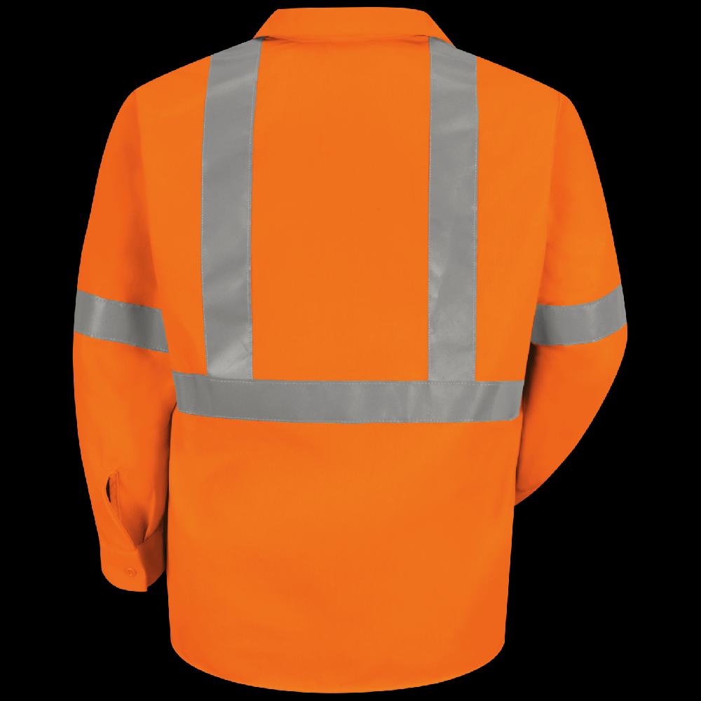 Red Kap Men's Hi-Visibility Orange Long Sleeve Work Shirt - Type R Class 2