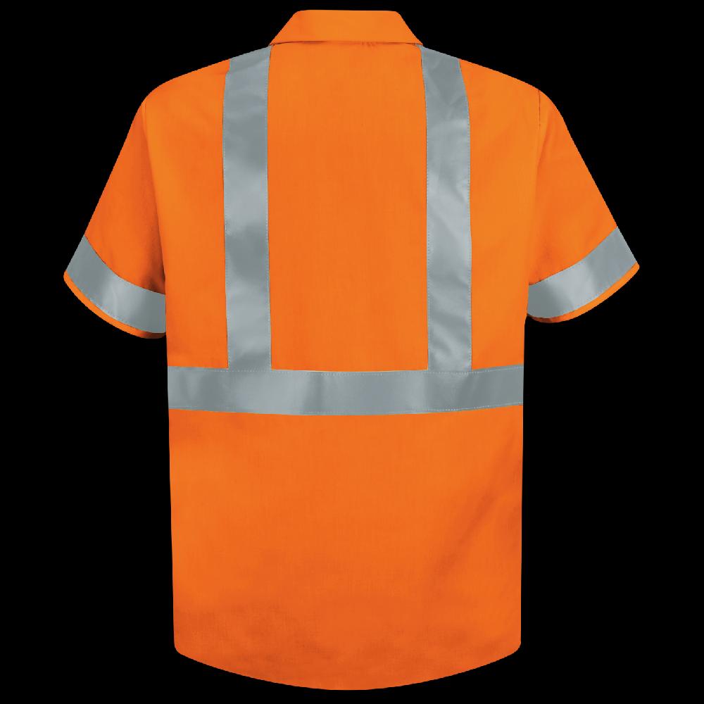 Red Kap Men's Hi-Visibility Orange Short Sleeve Work Shirt - Type R Class 2