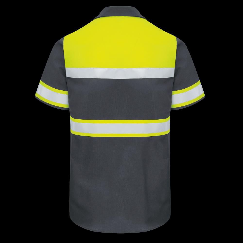 Red Kap Men's Hi-Visibility Short Sleeve Color Block Ripstop Work Shirt - Type O Class 1