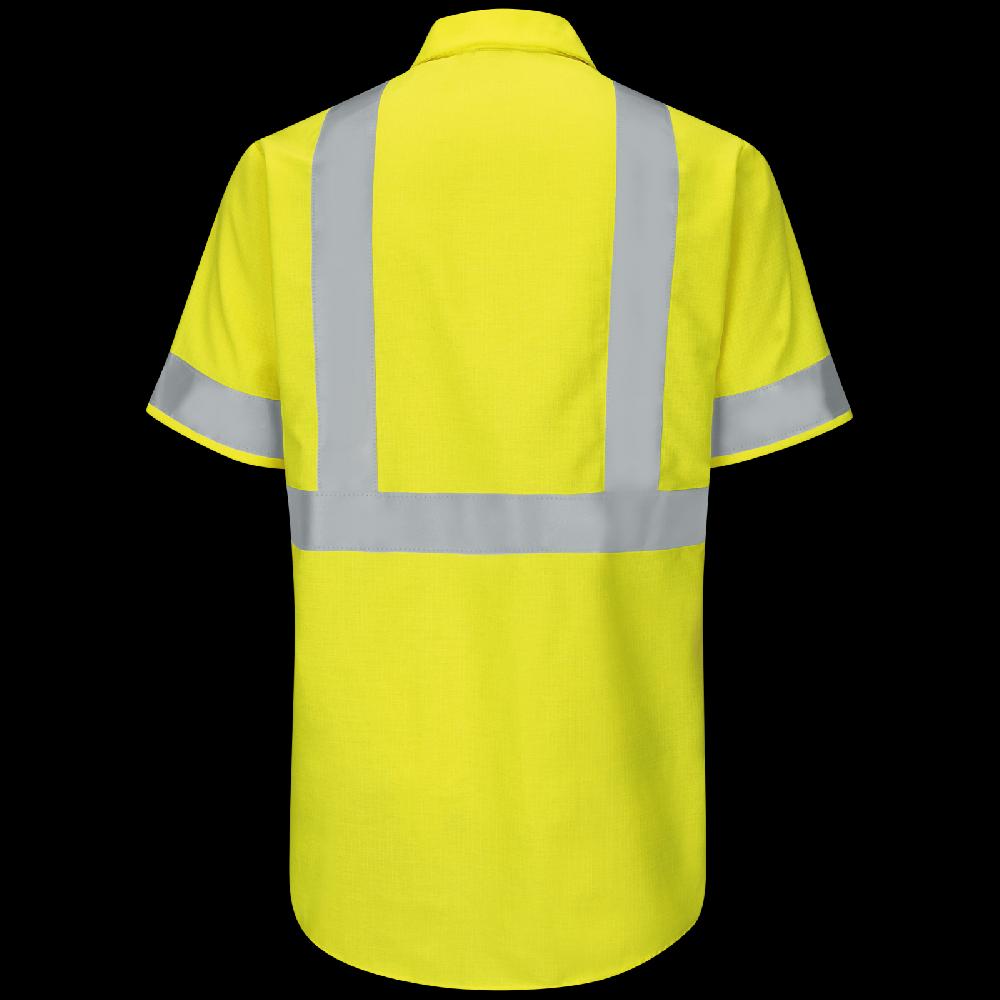 Red Kap Men's Hi-Visibility Short Sleeve Ripstop Work Shirt - Type R Class 2