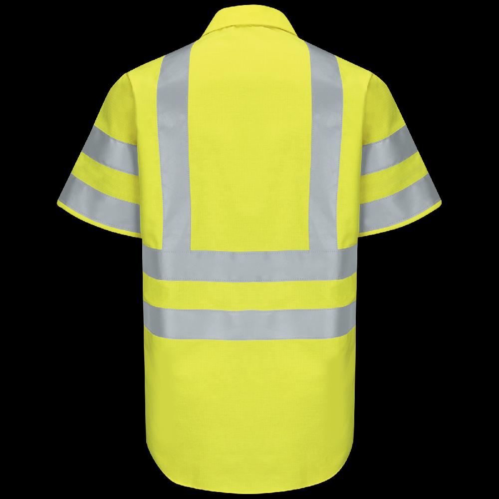 Red Kap Men's Hi-Visibility Short Sleeve Ripstop Work Shirt - Type R Class 3