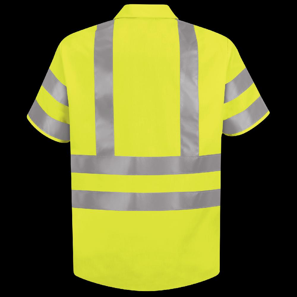 Red Kap Men's Hi-Visibility Short Sleeve Work Shirt - Type R Class 3