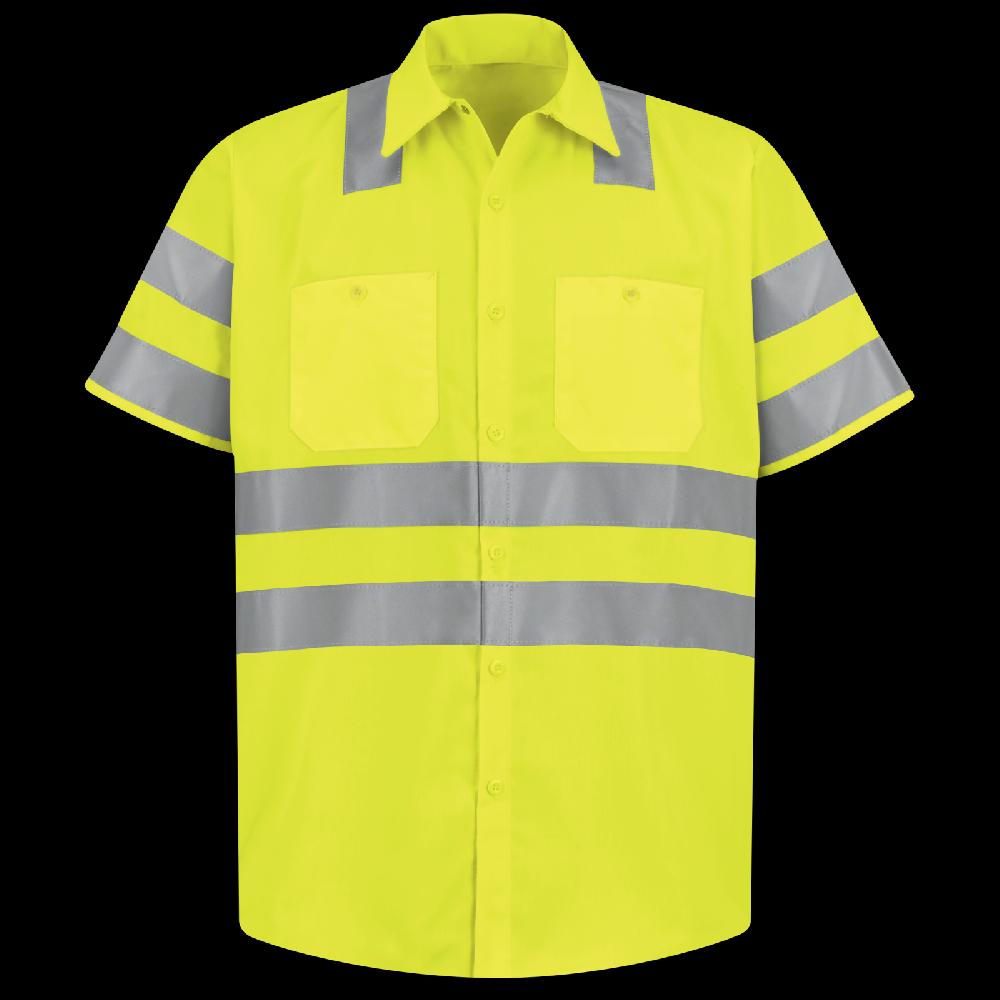 red kap Men's Hi-Visibility Short Sleeve Work Shirt - Type R Class 3