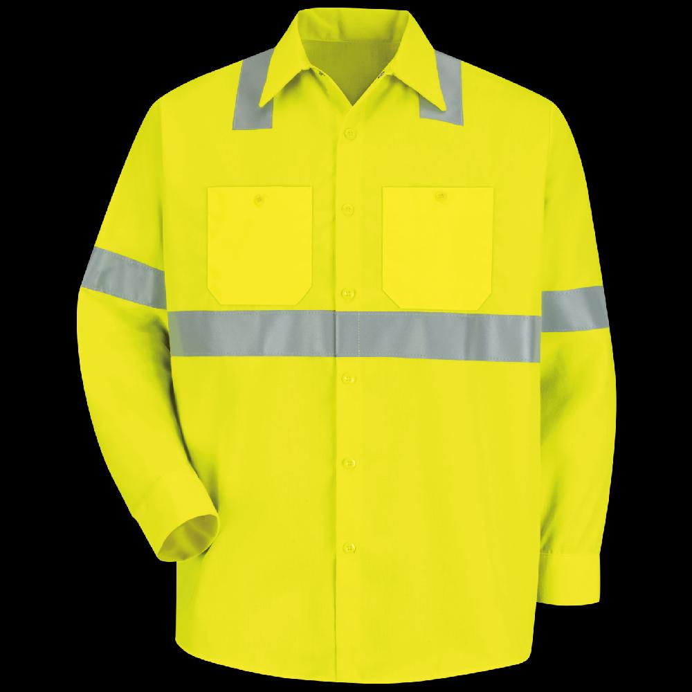 red kap Men's Hi-Visibility Yellow Long Sleeve Work Shirt - Type R Class 2