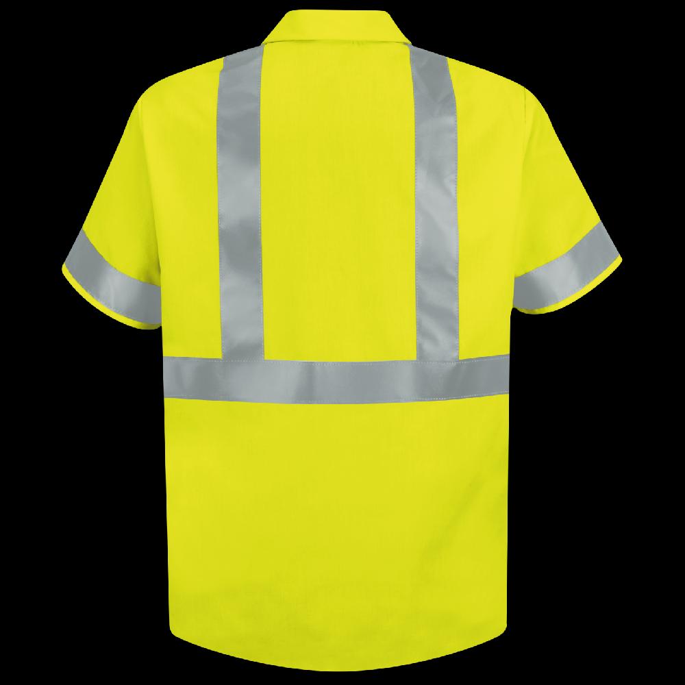 Red Kap Men's Hi-Visibility Yellow Short Sleeve Work Shirt - Type R Class 2