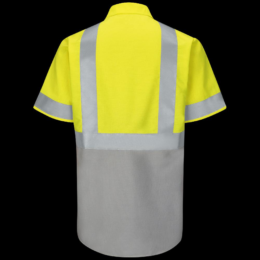 Red Kap Men's High Visibility Short Sleeve Color Block Ripstop Work Shirt - Type R Class 2