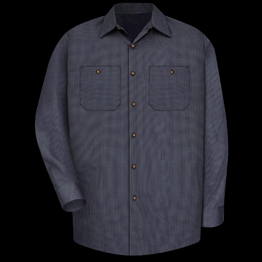 red kap Men's Long Sleeve Geometric Microcheck Work Shirt