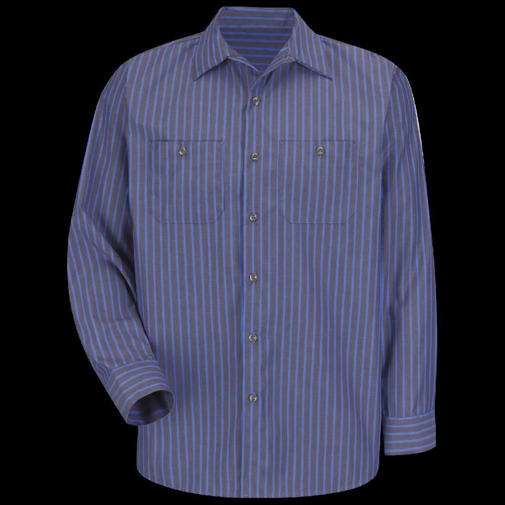 red kap Men's Long Sleeve Industrial Stripe Work Shirt