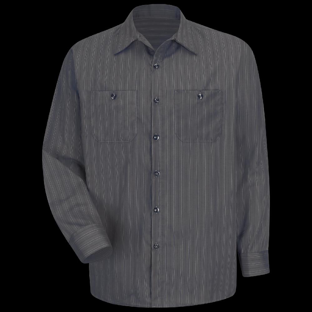 red kap Men's Long Sleeve Industrial Striped Work Shirt
