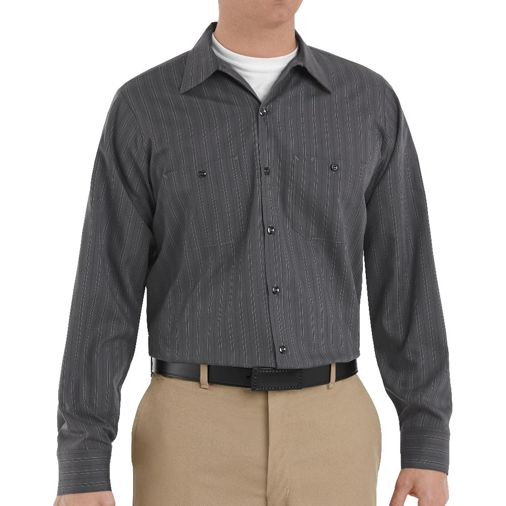 Red Kap Men's Long Sleeve Industrial Striped Work Shirt
