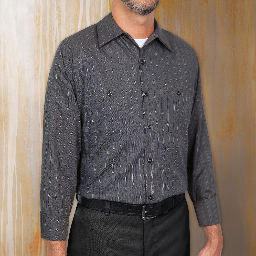 Red Kap Men's Long Sleeve Industrial Striped Work Shirt