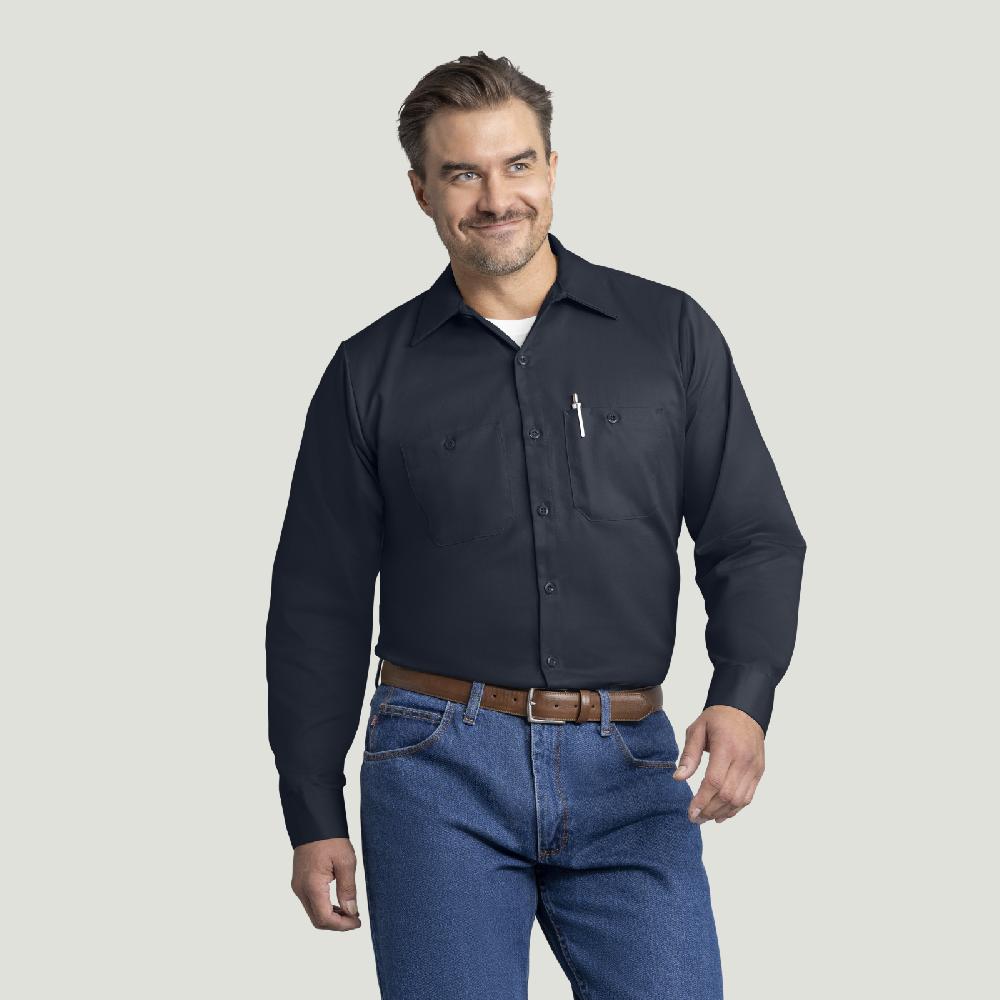 red kap Men's Long Sleeve Wrinkle-Resistant Cotton Work Shirt