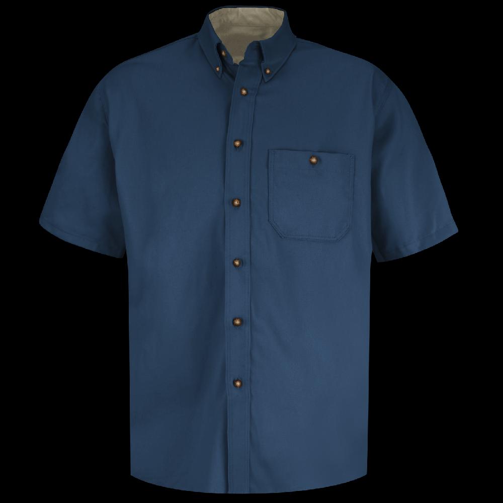 red kap Men's Short Sleeve Cotton Contrast Dress Shirt