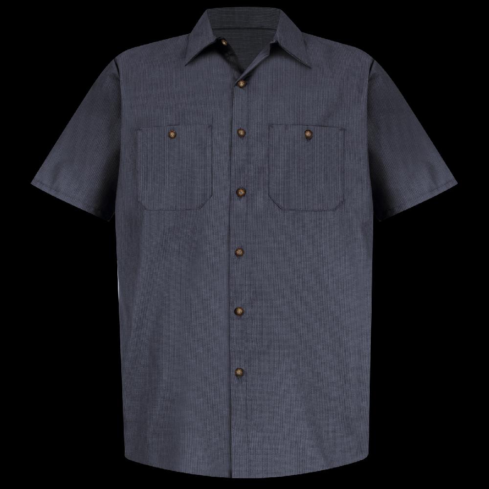red kap Men's Short Sleeve Geometric Microcheck Work Shirt