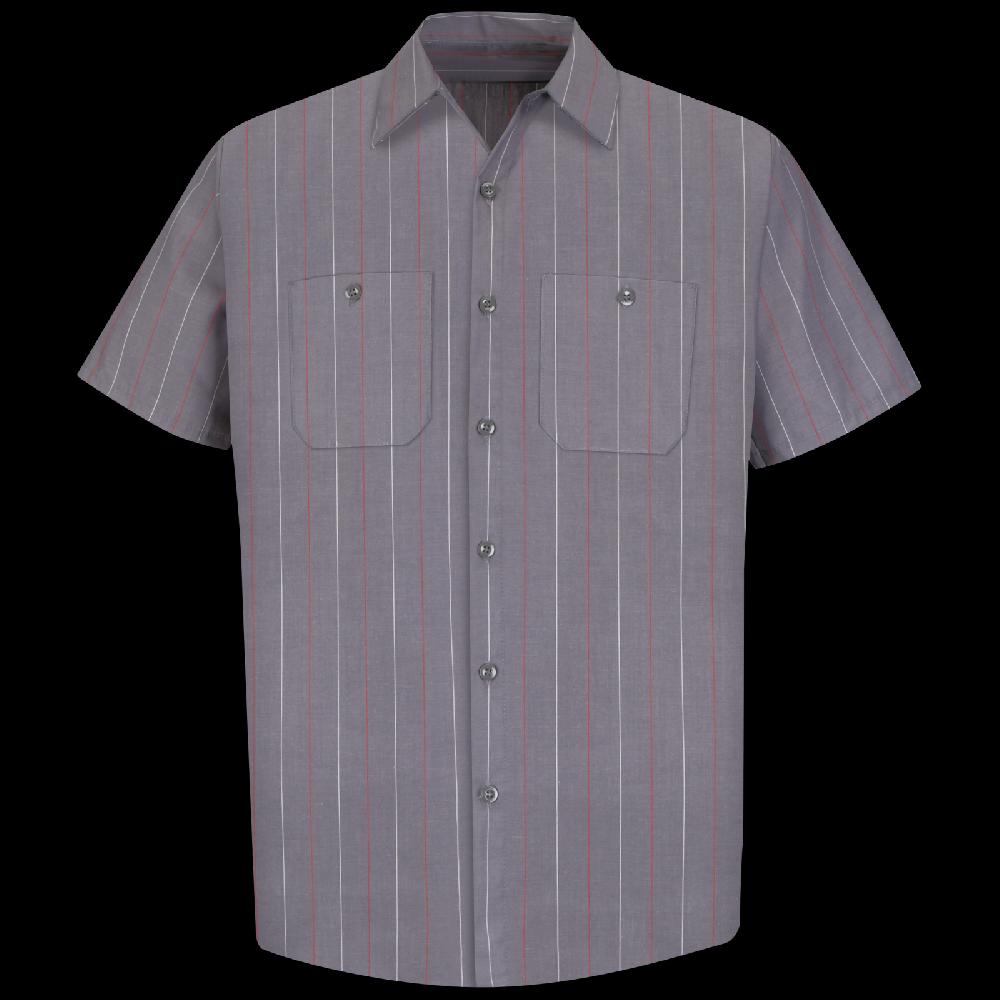 red kap Men's Short Sleeve Industrial Stripe Work Shirt