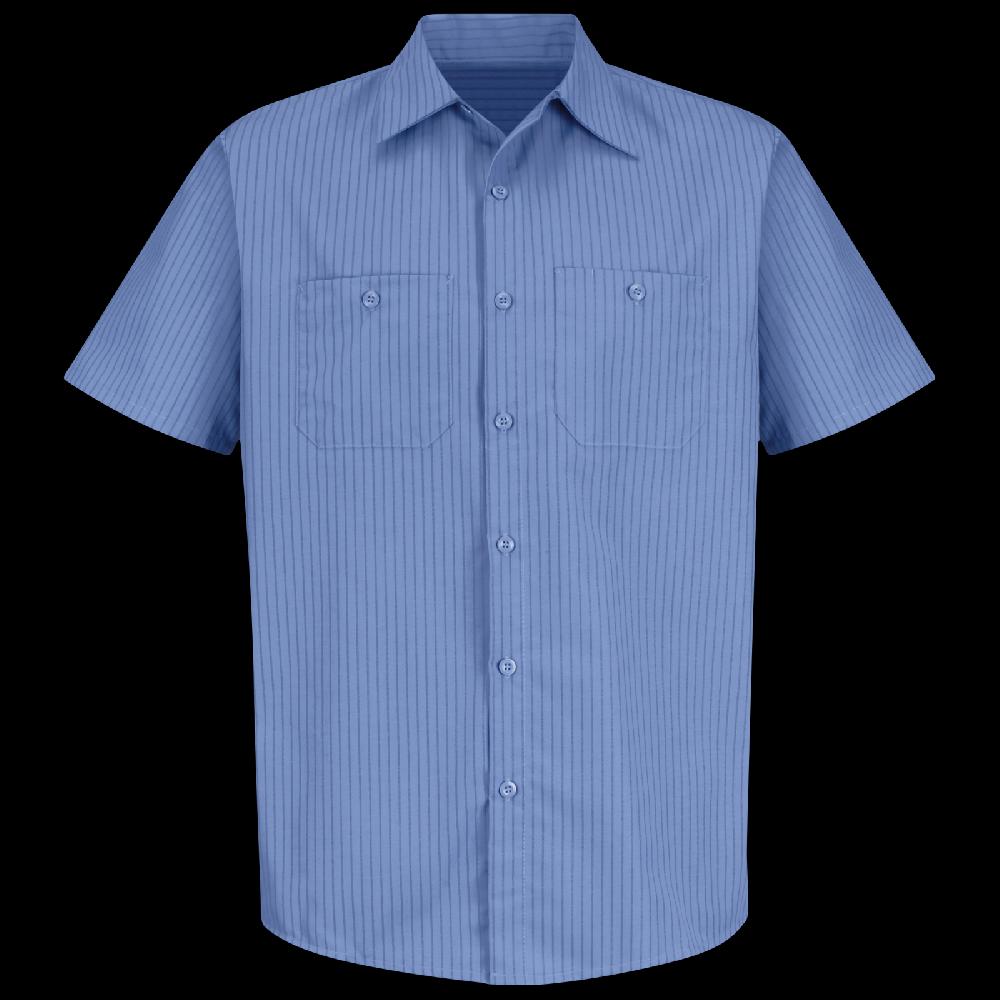 red kap Men's Short Sleeve Industrial Stripe Work Shirt